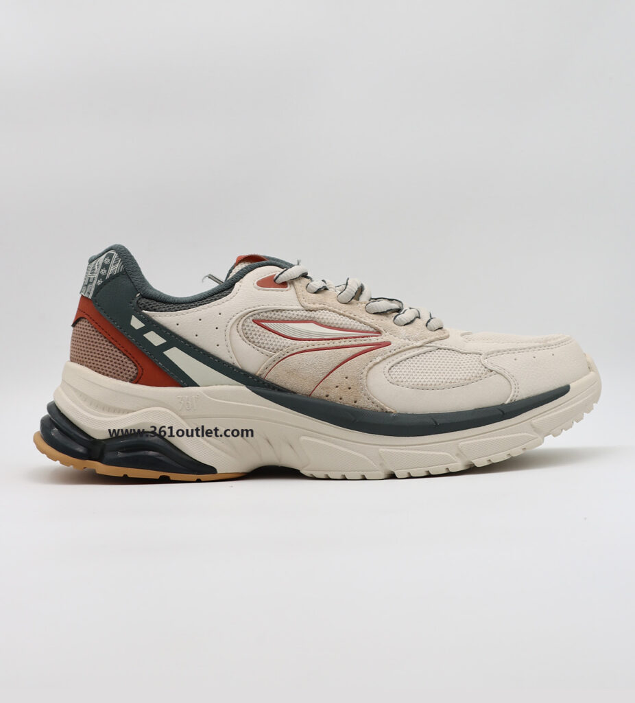 cream and gray 361 running shoe